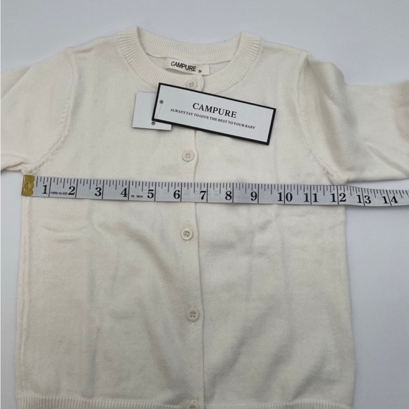 Campure Little Girl Off-White Button Down Lightweight Cardigan Sweater‎ NWT - Picture 9 of 13